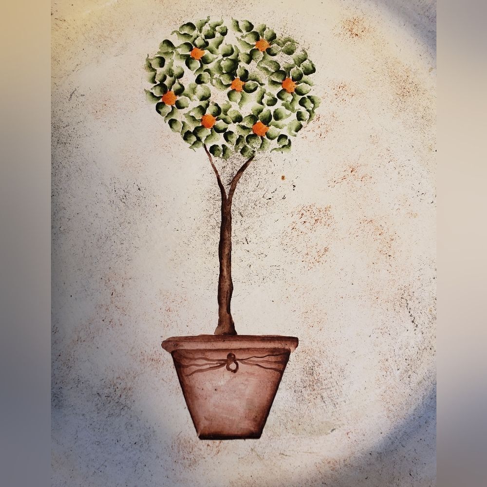 Heavy Hand Painted Pottery Plate - Picture 3 of 10